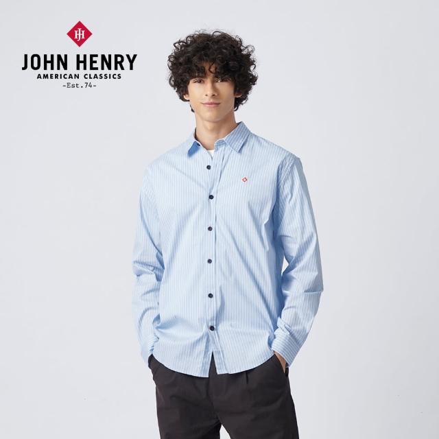 【JOHN HENRY】AZURE POETRY條紋長袖襯衫-藍色