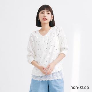 【non-stop】花卉寬版兩件式蕾絲下擺上衣-2色