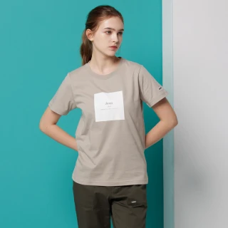【JEEP】女裝 跳色簍空文字印花短袖T恤(灰)