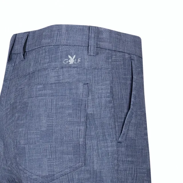【PLAYBOY GOLF】男款組織布高彈性高爾夫短褲-深藍(AD24108-58)