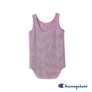 【Champion】官方直營-華夫格條紋無袖上衣-女(紫色條紋)