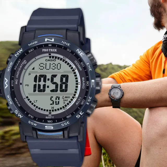 【CASIO 卡西歐】PROTREK 戶外多功能太陽能電波手錶 登山錶 氣壓高度溫度(PRW-35Y-2)