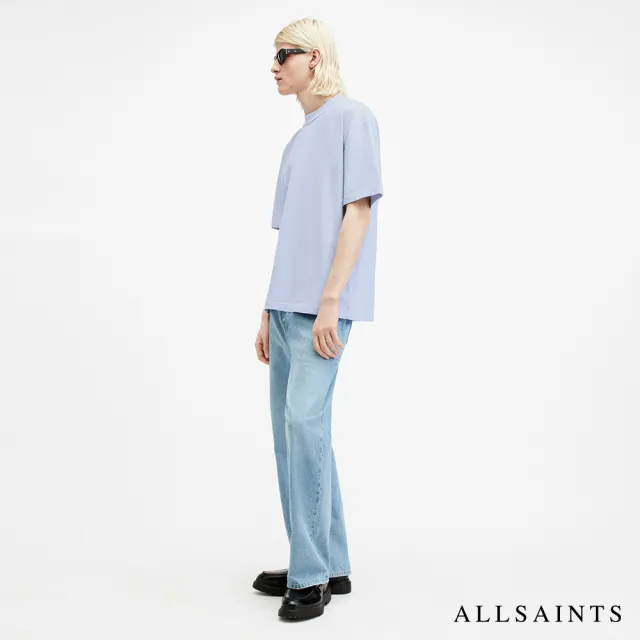 【ALLSAINTS】ISAC 舒適厚實寬鬆落肩純棉短袖T恤-淺藍 MD105V(寬鬆版型)