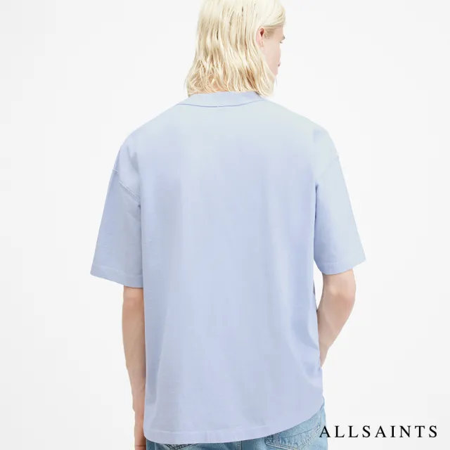 【ALLSAINTS】ISAC 舒適厚實寬鬆落肩純棉短袖T恤-淺藍 MD105V(寬鬆版型)