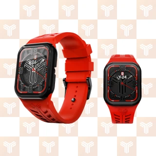 【Y24】Quartz Watch 45mm 石英錶芯手錶 QW-45 黑錶框/紅錶帶 無錶殼(適用Apple Watch 45mm)