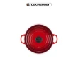 【Le Creuset】琺瑯鑄鐵鍋圓鍋18cm(櫻桃紅-電木頭-內鍋白)
