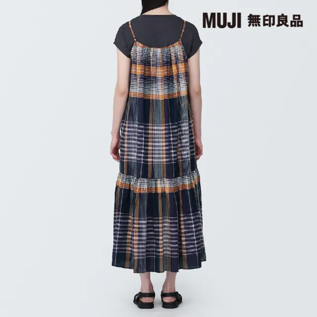 【MUJI 無印良品】女有機棉馬杜拉斯格紋細肩帶洋裝(共2色)