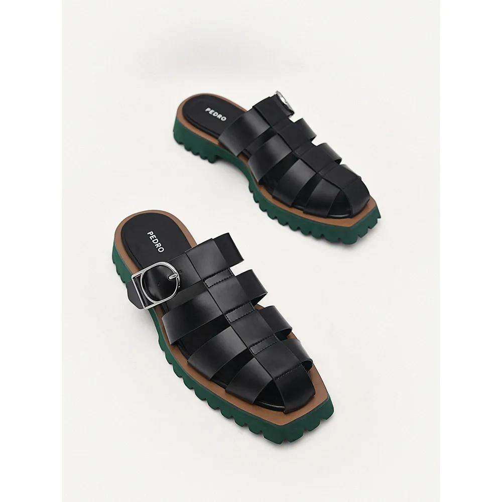 【PEDRO】Grapnel厚底漁夫涼鞋/穆勒鞋-黑色(小CK高端品牌 名人穿搭 熱賣)