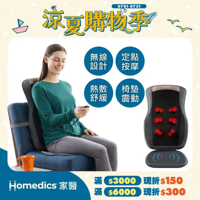 【HOMEDICS 家醫】無線溫感指壓按摩椅墊(MCS-624H)