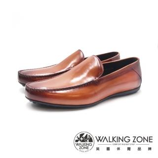 【WALKING ZONE】男 方頭車縫樂福皮鞋 男鞋(亮棕色)