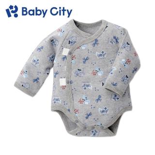 【BabyCity娃娃城 官方直營】美棉長袖初生連身衣/城堡灰(XS/S)