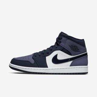 【NIKE 耐吉】Air Jordan 1 Mid 男 休閒鞋 喬丹 中筒 AJ1 黑曜石 磨砂紫(554724-445)