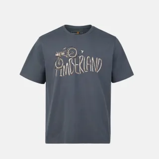 【Timberland】中性深灰色圖案短袖T恤(A2P6XDH3)