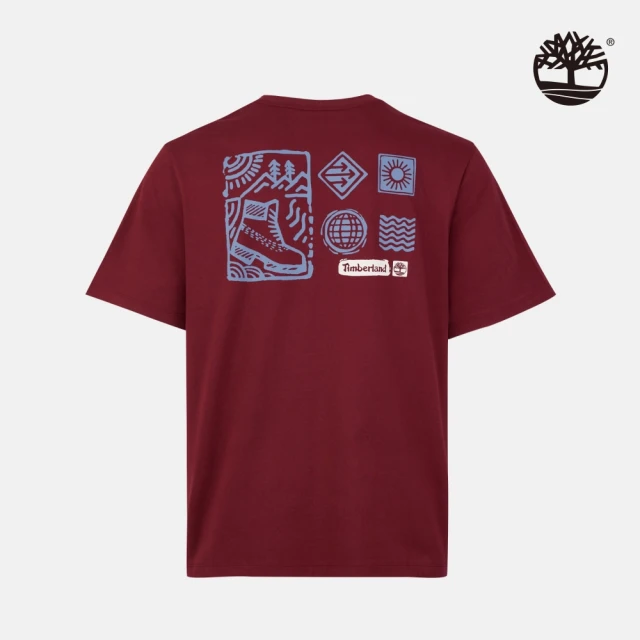 Timberland 中性紅褐色背後圖案短袖T恤(A2P4MEIC)