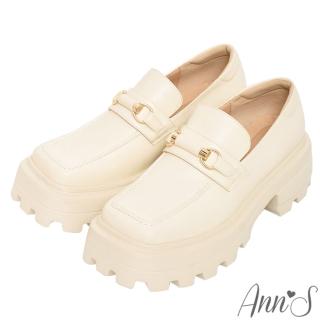 【Ann’S】學院個性風-顯瘦厚底方頭樂福鞋5.5cm(白)