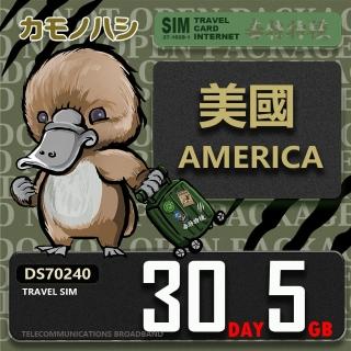 【鴨嘴獸 旅遊網絡卡】Travel Sim 美國30天5GB 上網絡卡(美國 上網絡卡 出國網絡卡 旅遊網絡卡)