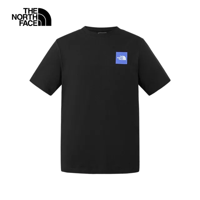 【The North Face】北面男款黑色純棉自然花卉品牌LOGO印花短袖T恤｜88G5JK3