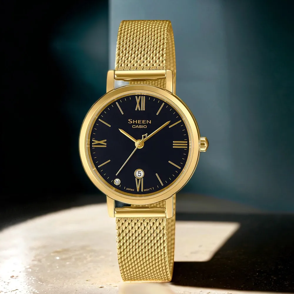 【CASIO 卡西歐】SHEEN 優雅米蘭帶石英女錶 送禮 禮物 推薦(SHE-4540GM-1A)