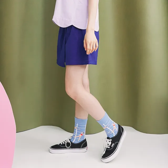 【Dailo】工裝貓口袋側綁帶短褲裙(藍)