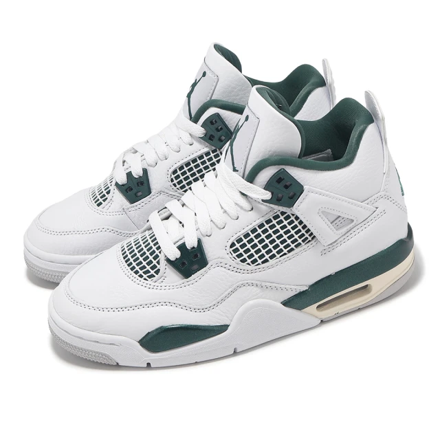 NIKE 耐吉 休閒鞋 Air Jordan 4 Retro GS 大童 女鞋 白 綠 Oxidized Green(FQ8213-103)