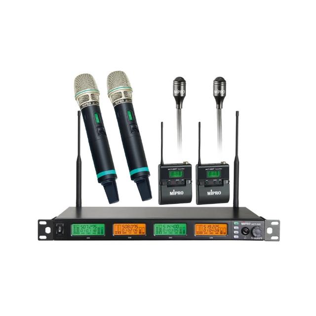 【MIPRO】ACT-545 配2手握式500H+2領夾式麥克風(UHF類比寬頻四頻道無線麥克風)