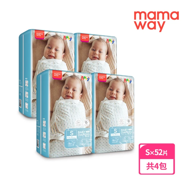 【mamaway 媽媽餵】紙尿褲/黏貼式 Sx52片(4包)