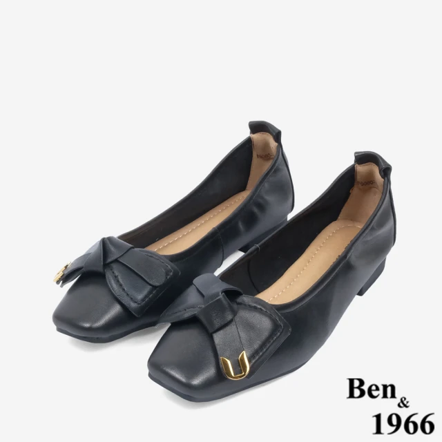 Ben&1966 高級羊皮簡約大方蝴蝶結方頭包鞋-24611