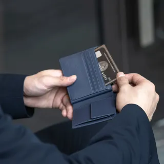 【BRAUN BUFFEL 德國小金牛】台灣總代理 尚恩A 4卡零錢袋皮夾-藍色(BF354-315-NY)