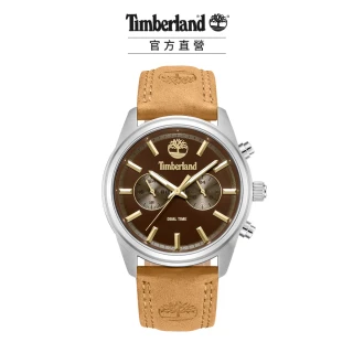 【Timberland】男錶NORTHBRIDGE系列 城市光影兩地時間腕錶 皮帶-棕色45mm(TDWGF0041202)