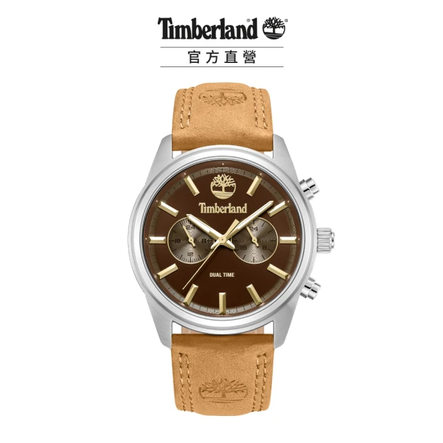 Timberland 男錶NORTHBRIDGE系列 城市光影兩地時間腕錶 皮帶-棕色45mm(TDWGF0041202)