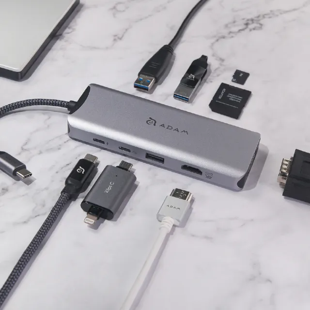 【ADAM 亞果元素】CASA Hub A09 USB-C 3.1 Gen2 九合一多功能高速集線器