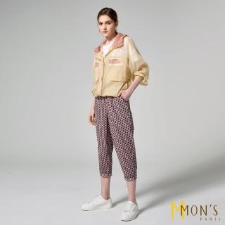 【MON’S】都會幾何圖案彈性腰速乾褲(2色任選)