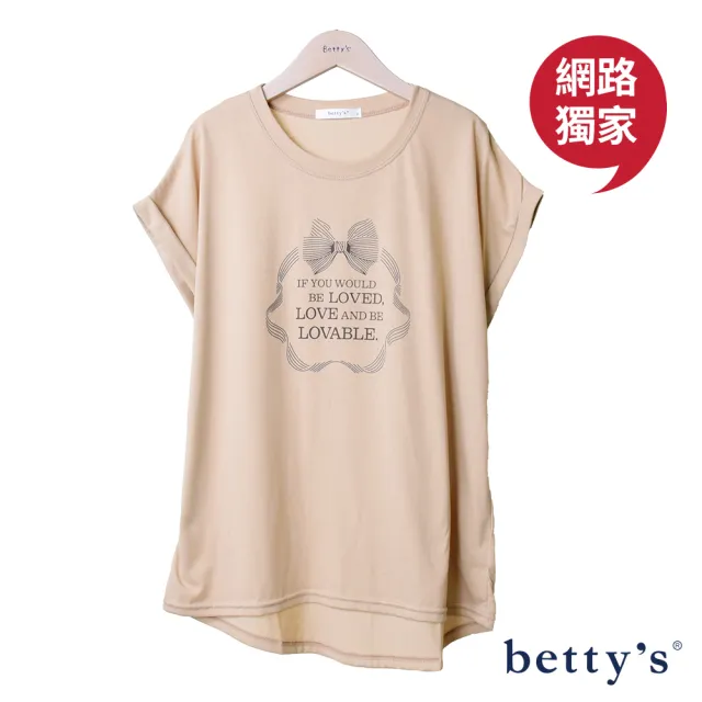 【betty’s 貝蒂思】網路獨賣★蝴蝶結字母印花落肩T-shirt(共五色)