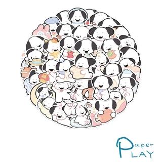 【Paper Play】創意多用途防水貼紙-可愛卡通線條小狗塗鴉 40枚入(防水貼紙 行李箱貼紙 手機貼紙 水壺貼紙)