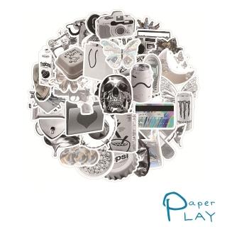 【Paper Play】創意多用途防水貼紙-銀色主題塗鴉物件 60枚入(防水貼紙 行李箱貼紙 手機貼紙 水壺貼紙)