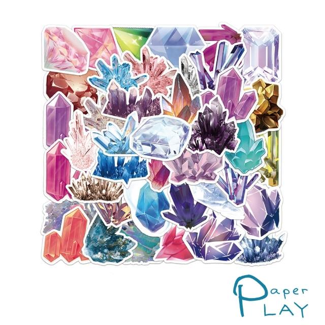 【Paper Play】防水貼紙 行李箱貼紙 手機貼紙/創意多用途防水貼紙-繽紛閃耀彩色水晶寶石 60枚入(2款任選)