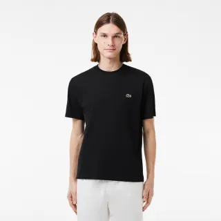 【LACOSTE】男裝-經典版型logo棉質短袖T恤(黑色)