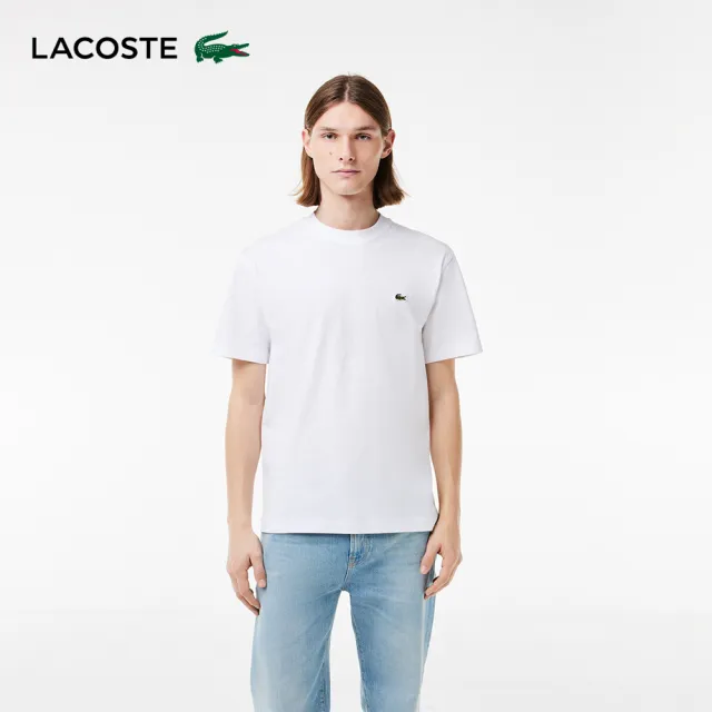 【LACOSTE】男裝-經典版型logo棉質短袖T恤(白色)