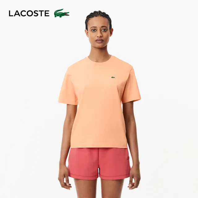 【LACOSTE】女裝-寬鬆版型輕質短袖T恤(橘色)