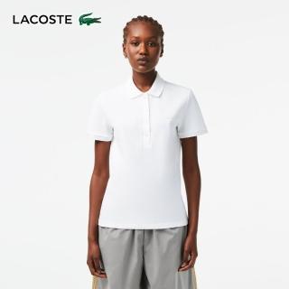 【LACOSTE】女裝-緊身彈性棉短袖Polo衫(白色)