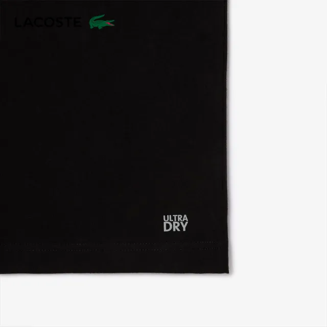 【LACOSTE】男裝-SPORT 3D 印花鱷魚皮透氣短袖T恤(黑色)