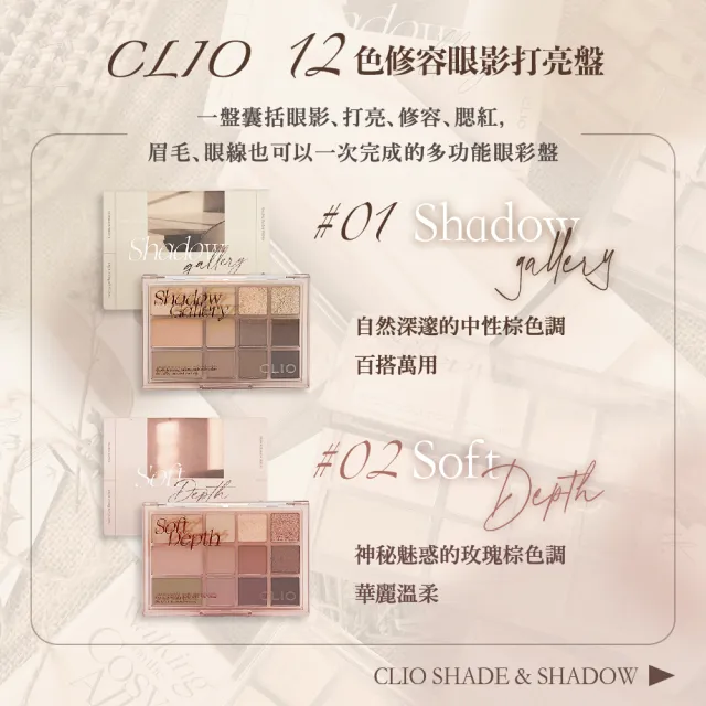 【CLIO 珂莉奧】12色修容眼影打亮盤(修容 多功能盤 眼影盤 平行輸入)