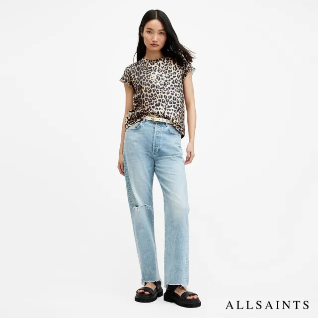 【ALLSAINTS】TIEPO ANNA 純棉豹紋LOGO短袖T恤(修身版型)