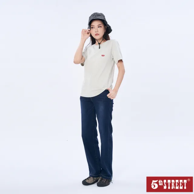 【5th STREET】女裝 短袖 短t 上衣 t恤 TEE 立體 圓領 logo 灰色(570985)