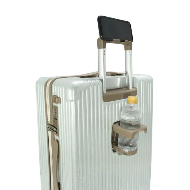 【SNOW.bagshop】25吋行李箱PC+ABS前開拉鍊杯架(360度飛機輪USB充電海關鎖)