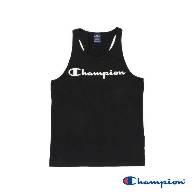 【Champion】官方直營-100%棉草寫LOGO印花坦克背心-男(黑色)