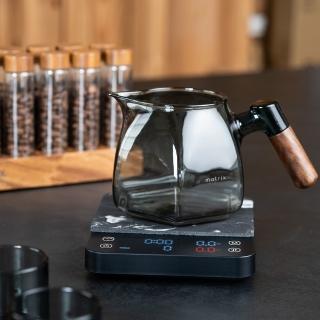 【Matrix】胡桃木手柄鑽型玻璃分享壺 600ml(手沖咖啡/分享壺/耐熱玻璃/量杯/咖啡壺/分享杯)