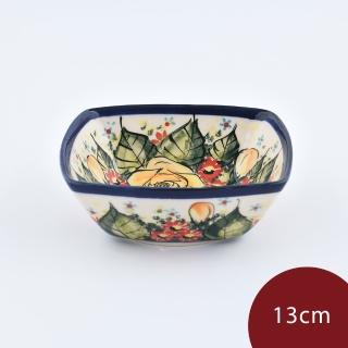 【美學生活 波蘭陶】波蘭陶 Cerraf 方形醬料碟 13cm 波蘭手工製 前菜碟(繁花逸麗系列)