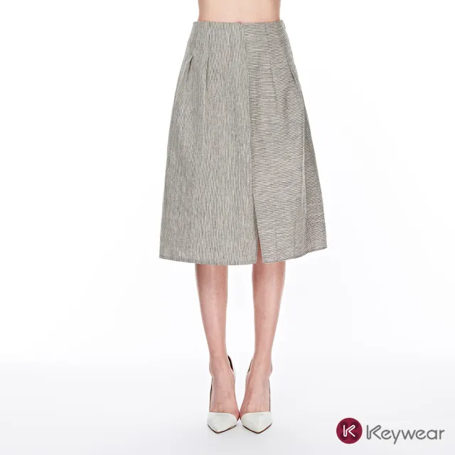 【KeyWear 奇威名品】條紋拼接設計質感長裙