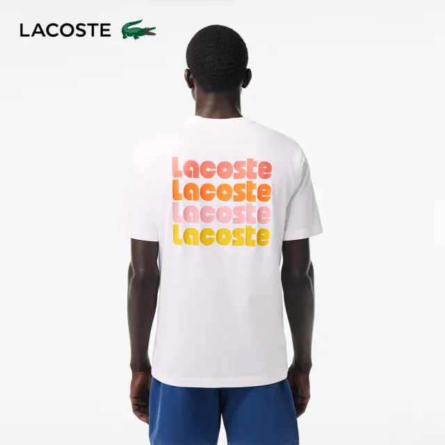 【LACOSTE】男裝-水洗效果Lacoste 印花短袖T恤(白色)